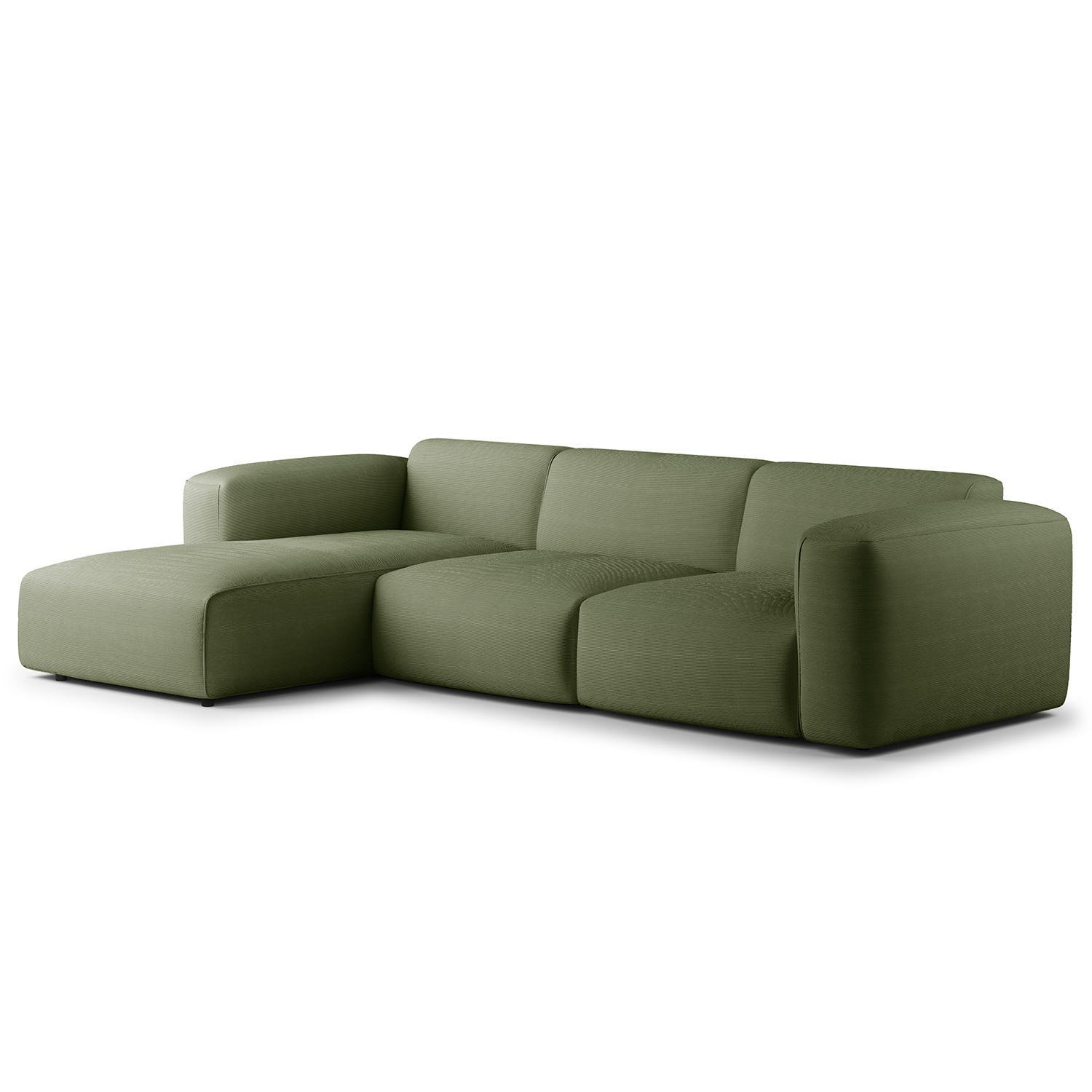 3-SITZER ECKSOFA mit Longchair - Dunkelgrün/Schwarz, Textil (284/173cm) - home24