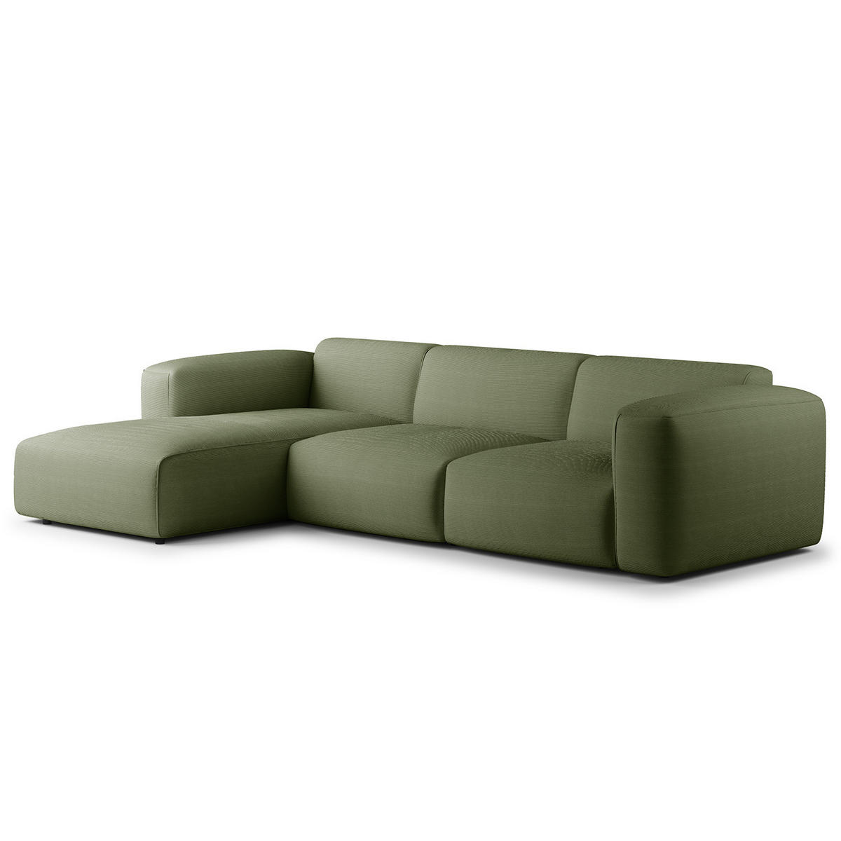 3-SITZER ECKSOFA mit Longchair - Dunkelgrün/Schwarz, Textil (284/173cm) - home24