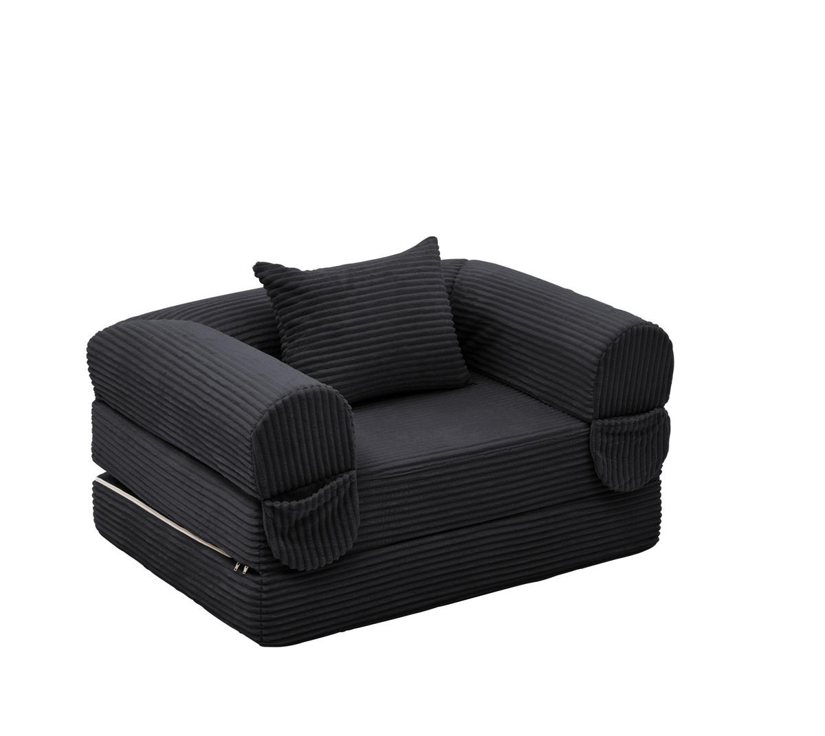 SCHLAFSOFA 2-in-1 aus Cord Schwarz - Schwarz, Kunststoff (85/65/120cm) - Meubliv