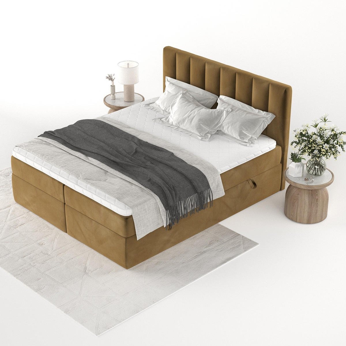 BOXBETT Bari 160/200 cm Honiggelb im Kronos Stoff - Honig, Holz/Holzwerkstoff (160/200cm) - AltaBeds