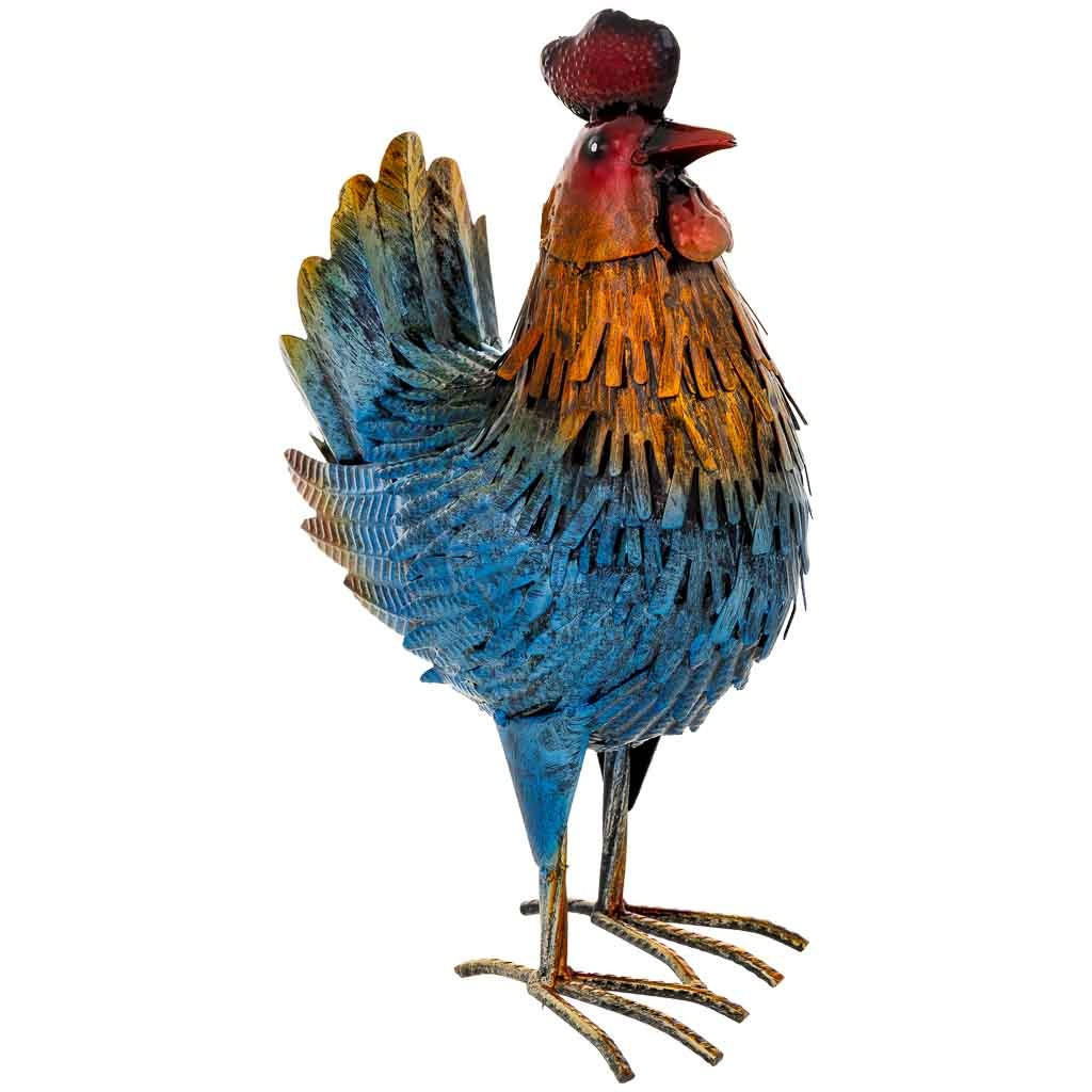 HAHNFIGUR aus metall 22x14x36cm - Blau, Metall (22/36/14cm) - Wanderlust