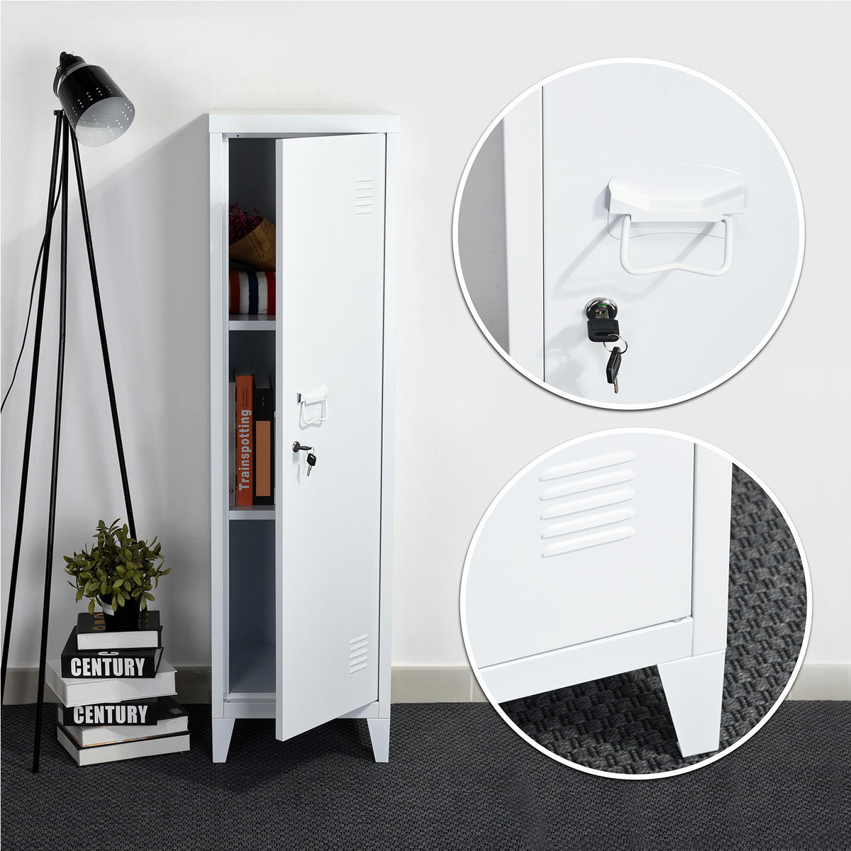 MEHRZWECKSCHRANK Metall weiß - Weiß, Metall (38/138/39cm) - Urban Meuble