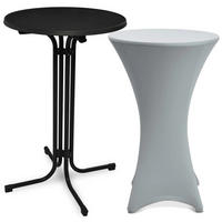 STEHTISCH Bellini Ø 80cm Schwarz mit Stella Stehtischhusse Ø 80cm Silber - Silberfarben, Metall (80/80/110cm) - Beautissu 