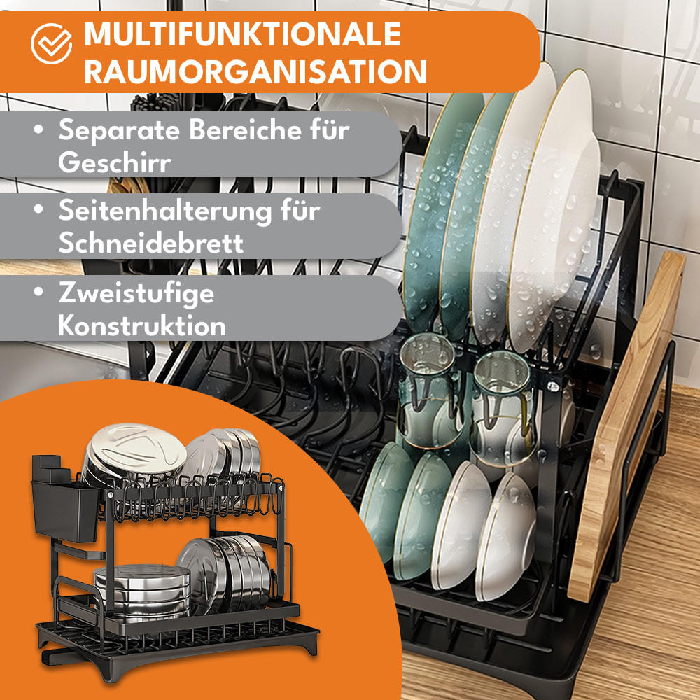 GESCHIRRABTROPFKORB - Schwarz, Kunststoff (30/30/42cm) - KRUMAD