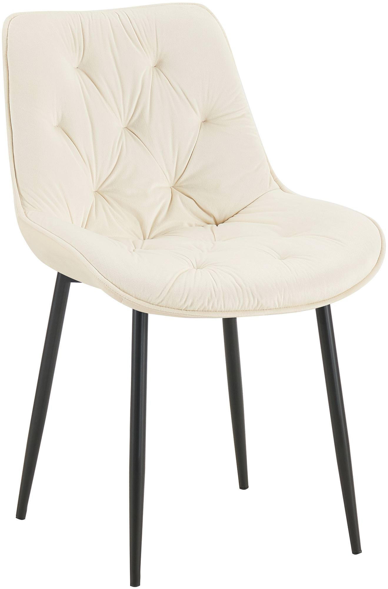 STUHL Samt creme - Creme/Schwarz, Textil/Metall (52/84/59cm) - CLP