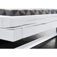 BETT Massivholz Fichte 200 x 200 x 87 weiß BALKENMÖBEL #712 - Weiß, Holz (200/200cm) - Massivmoebel24