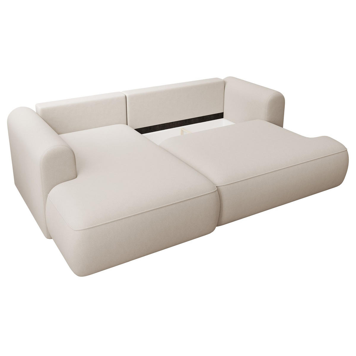 ECKSCHLAFSOFA Ovo Mini Creme Easy-Clean-Samtbezug - Creme/Schwarz, Kunststoff/Textil (238/156cm) - Selsey