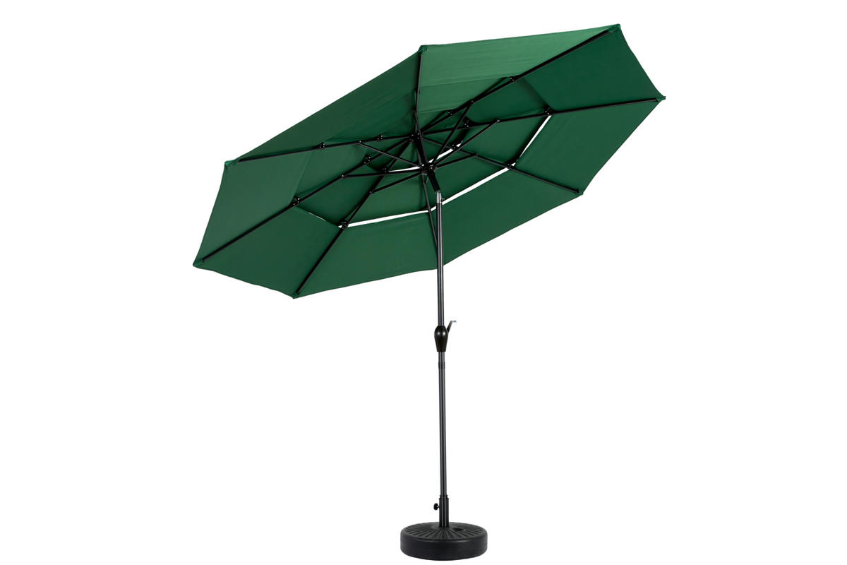 SONNENSCHIRM aus Stahl 294x294x250 cm in Dunkelgrün mit Kurbel & Kippfunktion - Dunkelgrün, Metall (294/294cm) - Modfu