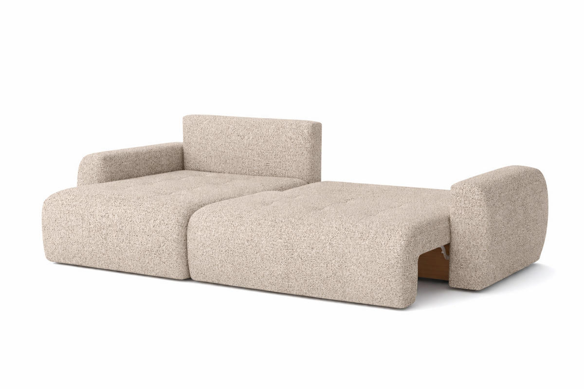 ECKSOFA Mit Schlaffunktion Und Bettkasten L-Form Ivo L, Chenille-Stoff Artico, Beige, Links - Sandfarben, Holz (250/142cm) - Kaiser Möbel