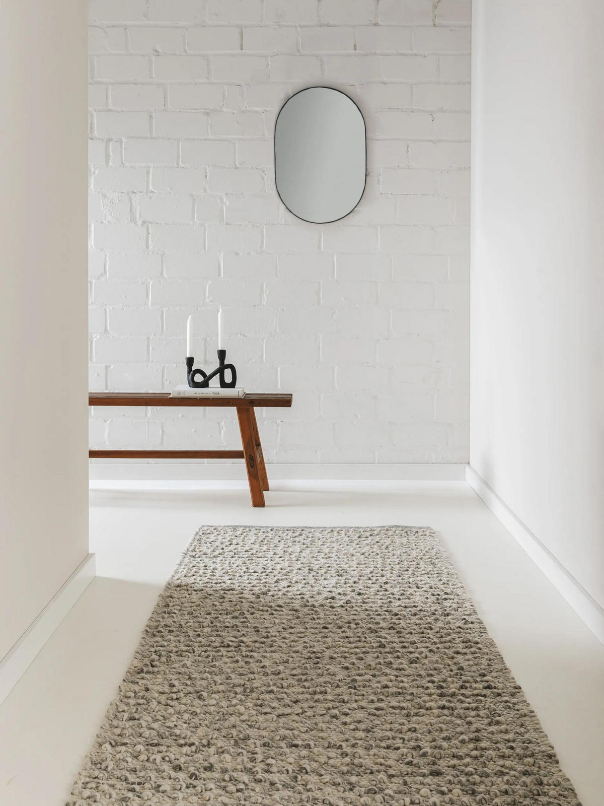 WOLLTEPPICH Lana Grau 80x250 cm - Grau, Textil (80/250cm) - benuta Pure