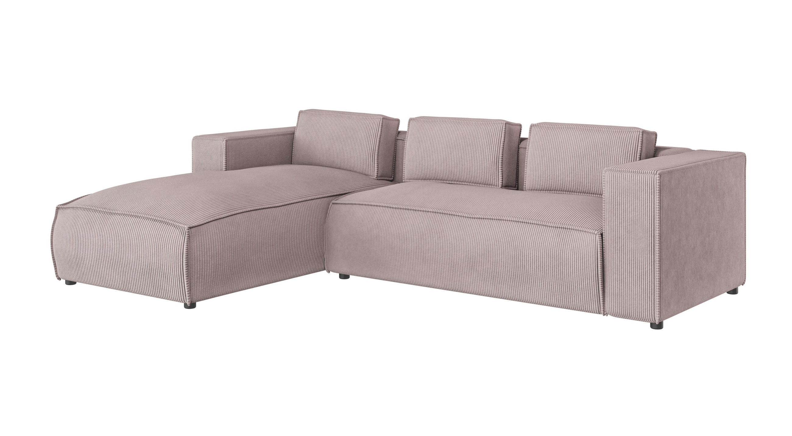 ECKSOFA Nova Puderrosa Cord - Pink/Schwarz, Holz/Kunststoff (262/176cm) - S-Style Möbel