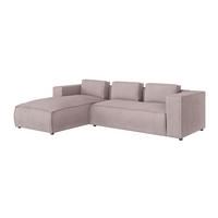 ECKSOFA Nova Puderrosa Cord - Pink/Schwarz, Holz/Kunststoff (262/176cm) - S-Style Möbel