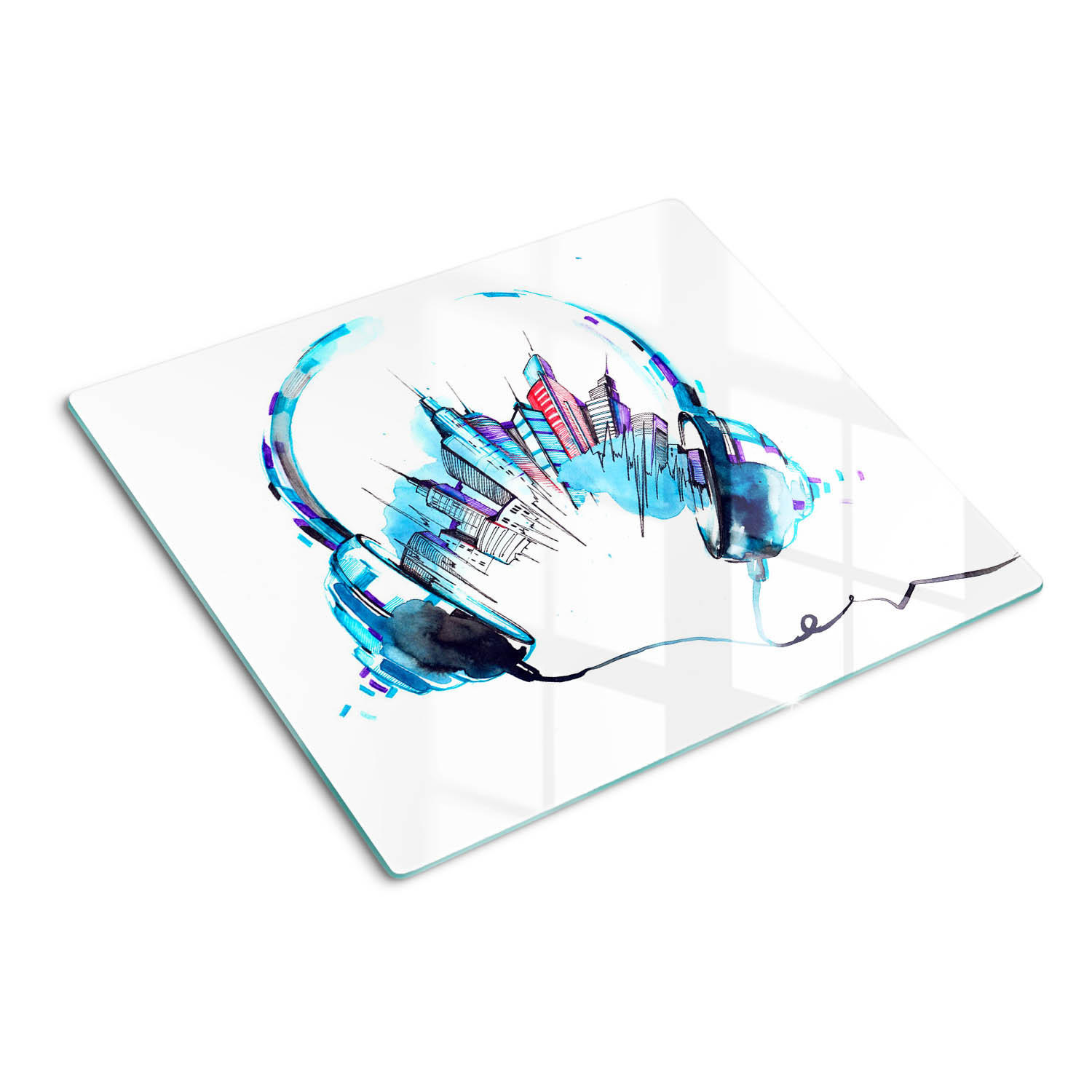 GLASPLATTE 60x52 cm Flüstern der Stadt - Multicolor, Glas (60/0.4/52cm) - TULUP