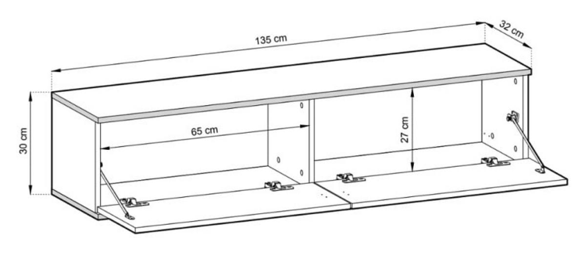 TV-SCHRANK Schwarz POLO Front Glatt 135 cm - Schwarz, Holzwerkstoff (135/30/32cm) - Sepro Meble