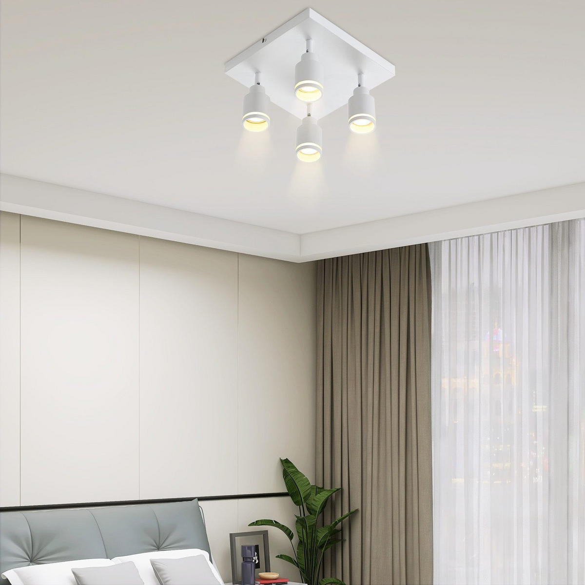 STRAHLER Wolfsburg 4-flammig 25/25/17 cm - Weiß, Metall (25/25/17cm) - Nettlife