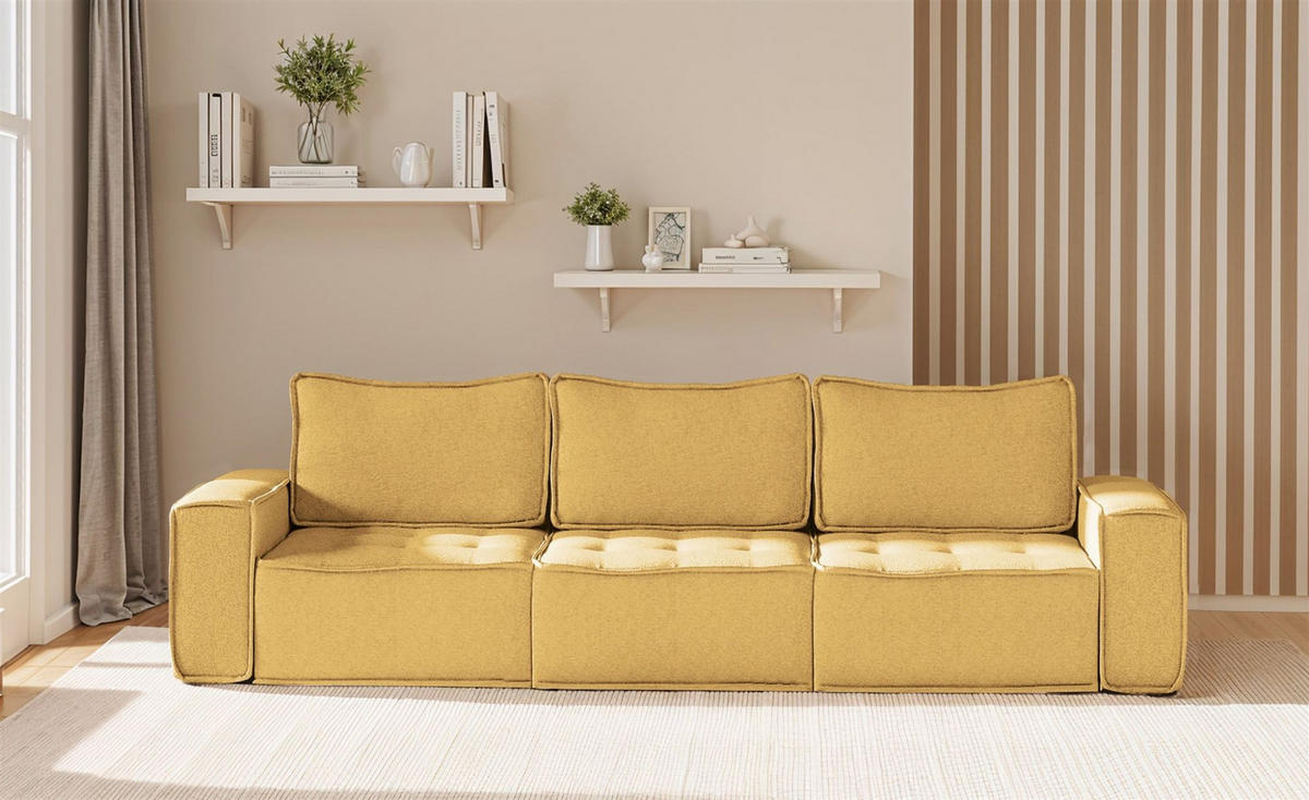 SOFA Sande In Raven - Gelb, Holzwerkstoff/Textil (292/85/90cm) - Fun Möbel