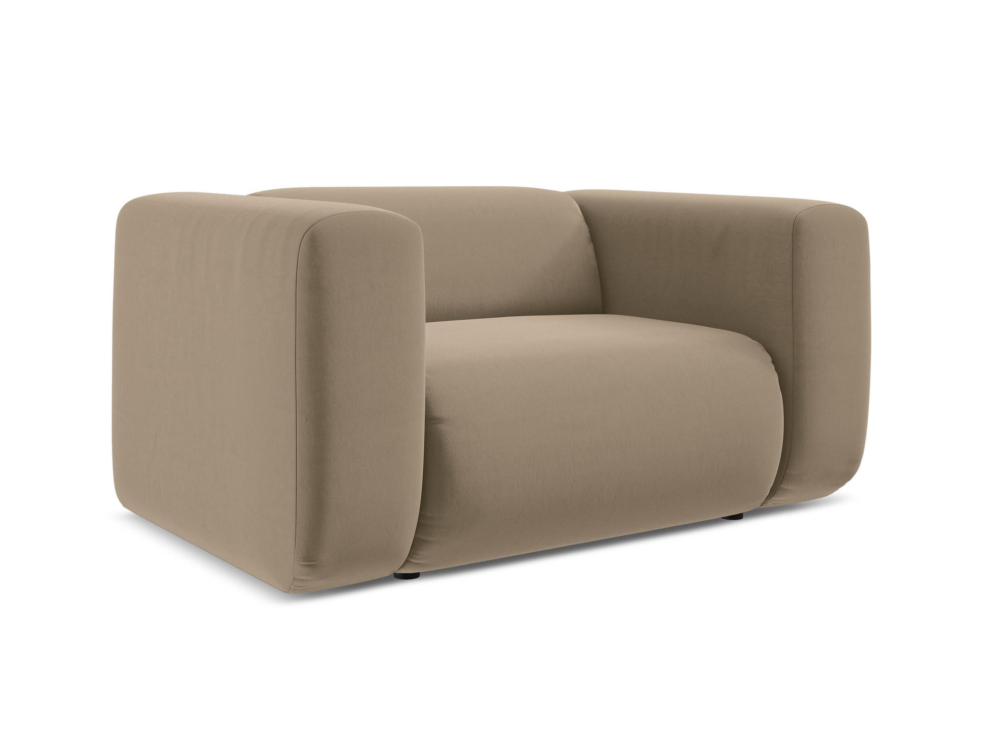 SESSEL Samt Stoff Beige - Beige/Creme, Kunststoff/Textil (137/70/89cm) - Makamii