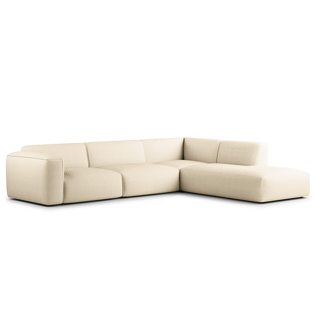 3-SITZER ECKSOFA mit Recamiere - Beige/Schwarz, Textil (295/231cm) - home24