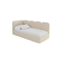 EINZELLBETT Jugendbett mit Bettkasten und Matratze H3/H4, Rechts - VELY 80x200 Dunkelbeige - Taupe, Holzwerkstoff/Textil (80/200cm) - ALTDECOR