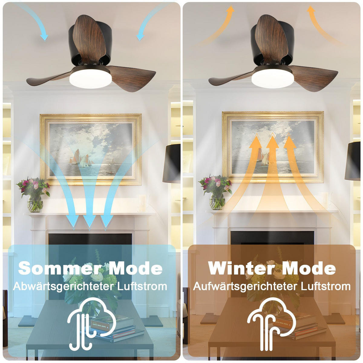 DECKENVENTILATOR Epstein II 70/70/25cm - Schwarz, Kunststoff (70/70/25cm) - Nettlife