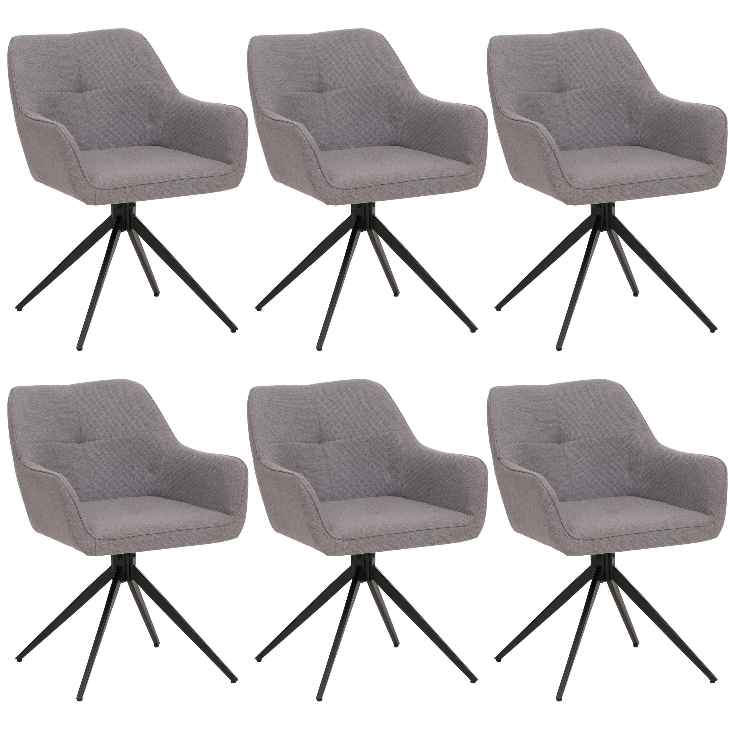 JÍDELNÍ ŽIDLE Černá, světle šedá, sada 6 kusů - černá/světle šedá, textil (53/80/59cm) - MCW