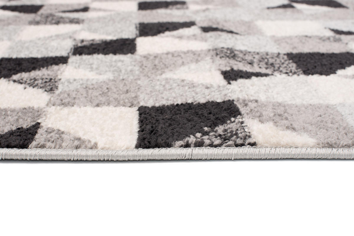 TEPPICH LAZUR Grau 160/220 cm - Schwarz/Weiß, Kunststoff (160/220cm) - Tapiso