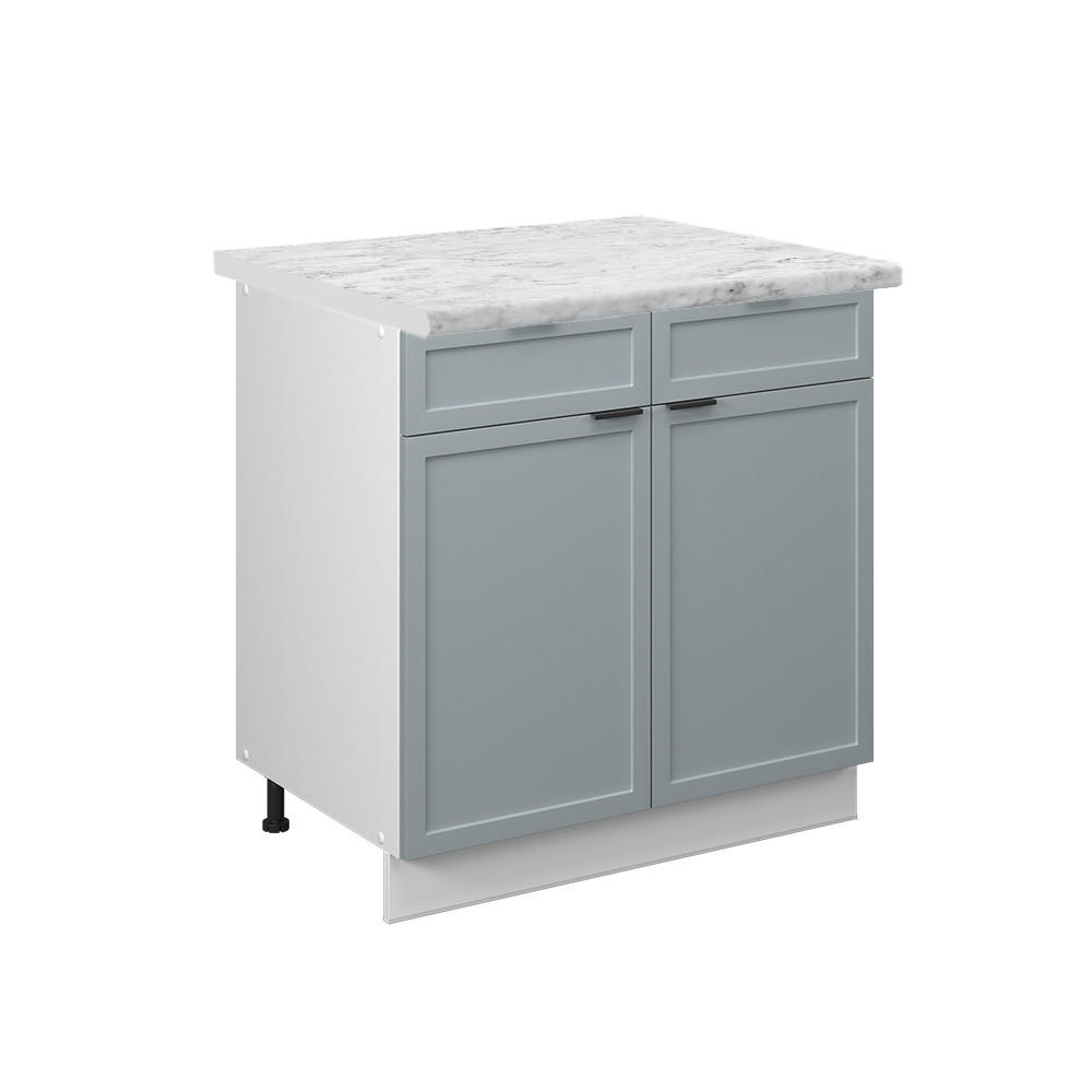 KÜCHENUNTERSCHRANK Fame-Line Hellblau-grau 80 cm, AP Marmor - Blaugrau/Weiß, Holzwerkstoff (80/82/60cm) - Vicco