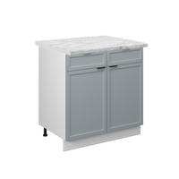 KÜCHENUNTERSCHRANK Fame-Line Hellblau-grau 80 cm, AP Marmor - Blaugrau/Weiß, Holzwerkstoff (80/82/60cm) - Vicco