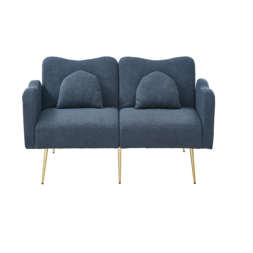 SOFA 2-Sitzer Sofabett Verstellbare Lehne Goldene Metallfüße 2in1 Modern - Grau, Holz (89.92/18.54/79.5cm) - FLIEKS