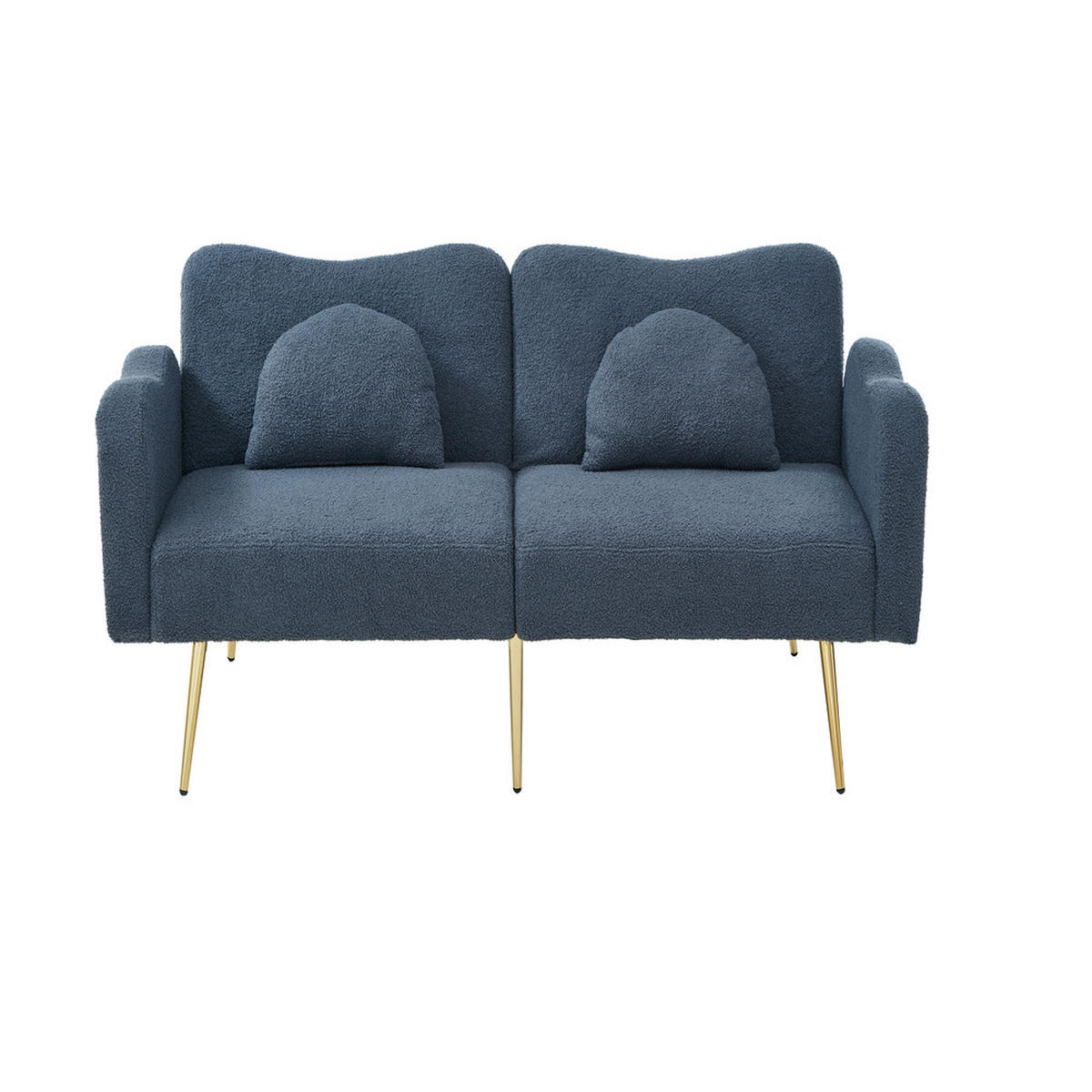 SOFA 2-Sitzer Sofabett Verstellbare Lehne Goldene Metallfüße 2in1 Modern - Grau, Holz (89.92/18.54/79.5cm) - FLIEKS