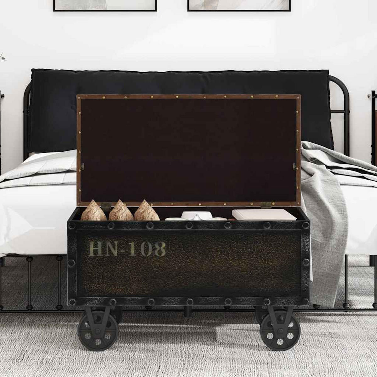 AUFBEWAHRUNGSBANK Massivholz Kunstleder 80,5/41/50 Cm - Braun, Leder (41/50/80.5cm) - vidaXL