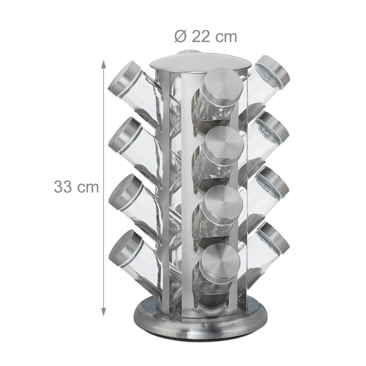 GEWÜRZKARUSSELL - Silberfarben, Glas/Metall (22/33/22cm) - Relaxdays
