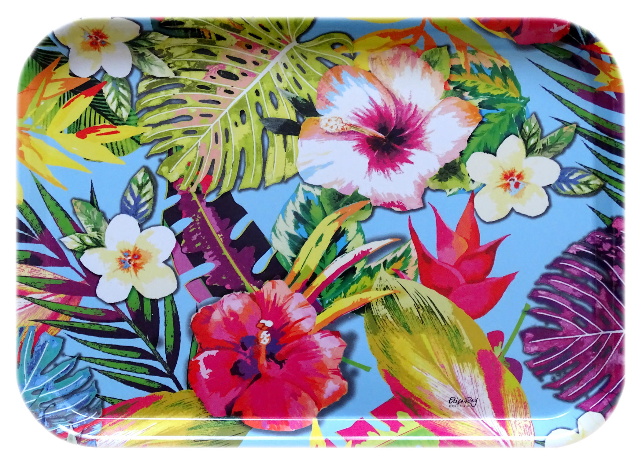 TABLETT Tropical, rechteckige Melamin Serviertablett 38x26 cm - Multicolor, Kunststoff (26/2/38cm) - Lashuma