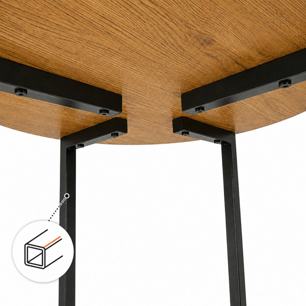 BEISTELLTISCH MDF Metall Eiche Schwarz rund 45 x 45 x 62 cm mit Ablage - Eichefarben/Schwarz, Holzwerkstoff/Metall (45/45/62cm) - Begryf