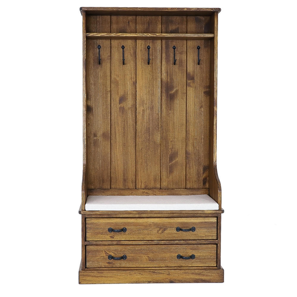 GARDEROBENSCHRANK aus Massivholz Rustyk - Dunkelbraun/Beige, Holz (100/190/40cm) - Seart