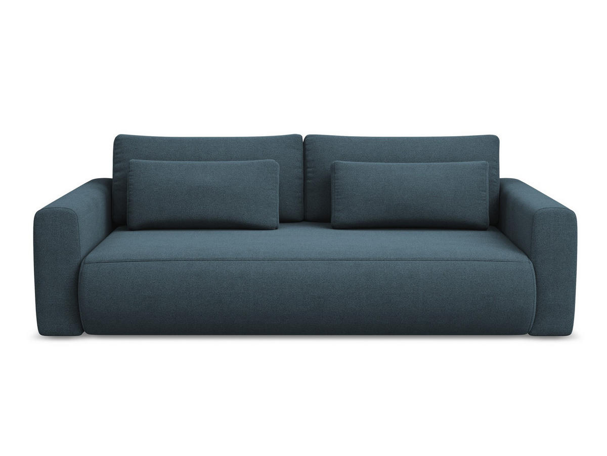 3-SITZER SOFA mit Schlaffunktion Strukturstoff Stoff Blau - Blau/Blaugrau, Kunststoff/Textil (238/82/105cm) - Makamii