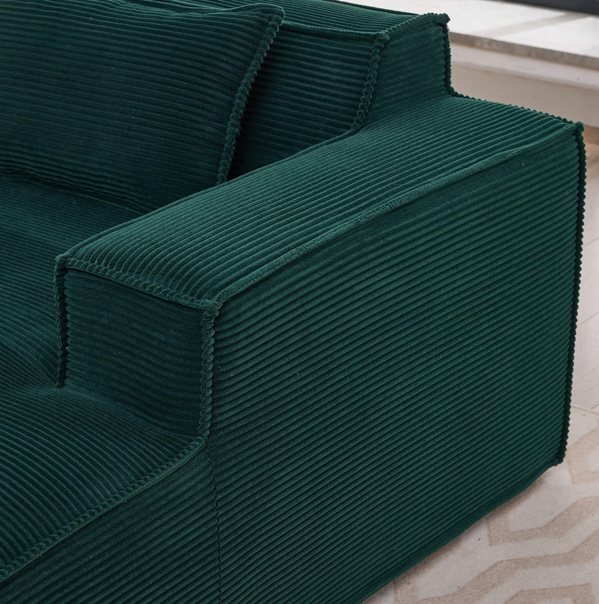 ECKSOFA aus Polyester 235 cm Retro-Grün mit Taschenfederkern und pflegeleichtem Bezug - Salbeigrün, Textil (235/129cm) - Modfu