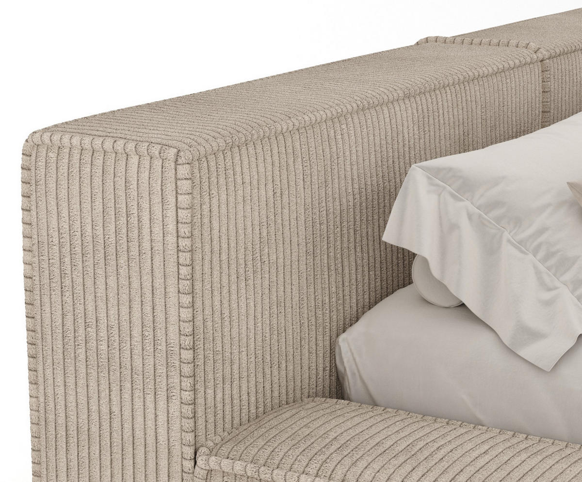 POLSTERBETT Voliera Beige 160/200 cm im Samtstoff - Birkefarben/Beige, Holz/Holzwerkstoff (160/200cm) - Maison de Reve