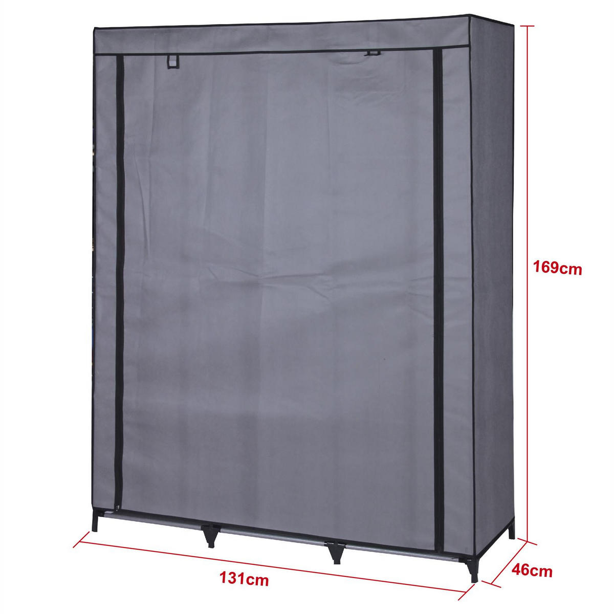 STOFFSCHRANK STEVEN - Anthrazit, Textil (131/169/46cm) - IDIMEX