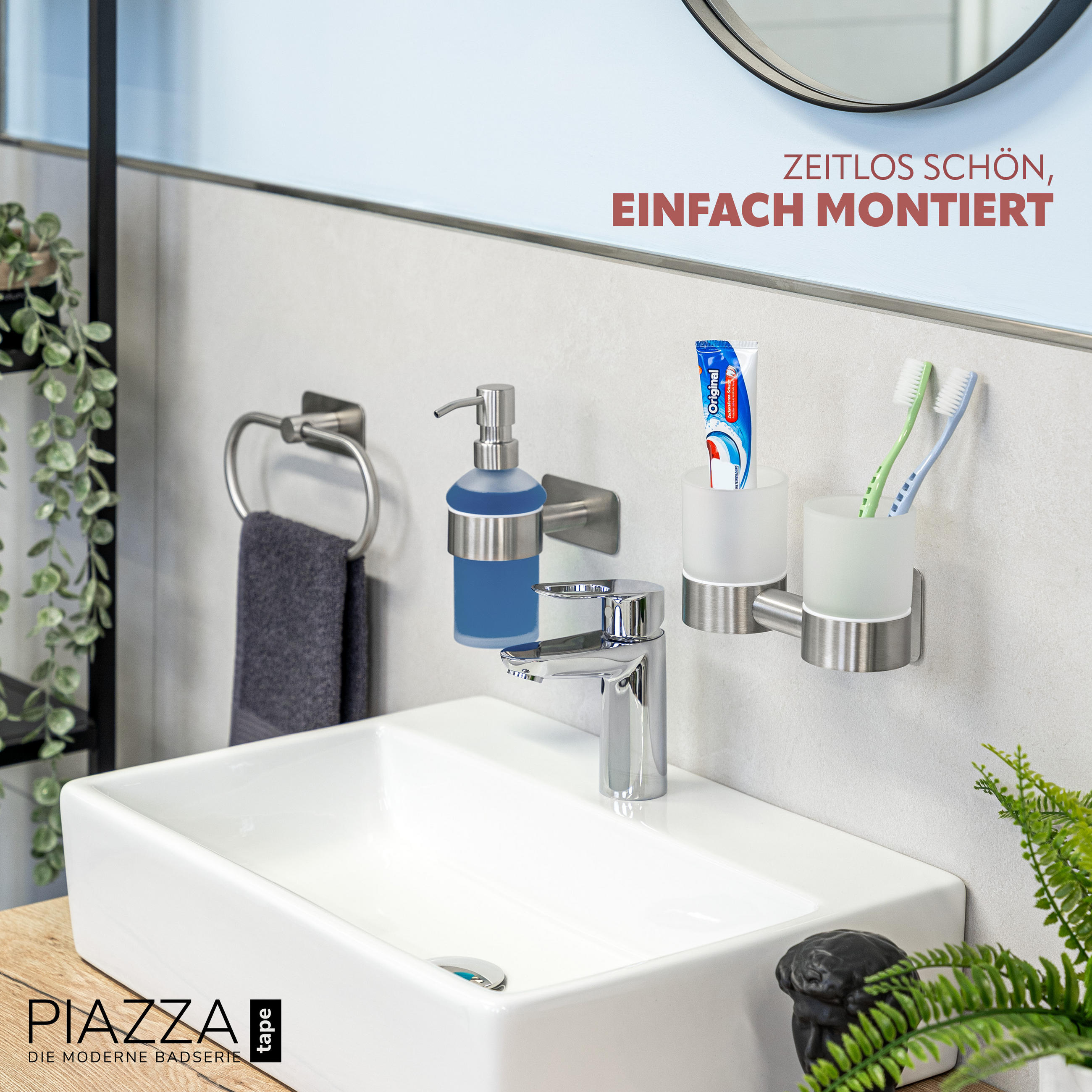 DOPPEL-GLASBECHERHALTER PIAZZA TAPE, Edelstahl - Edelstahlfarben, Metall (18.5/11/12.5cm) - bremermann