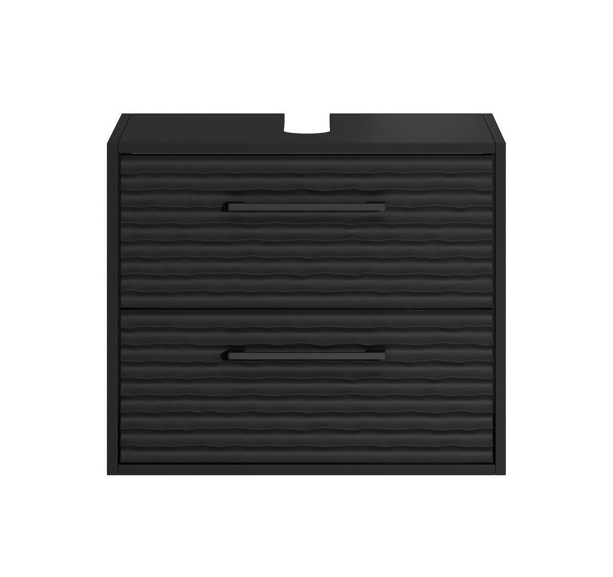 WASCHBECKENUNTERSCHRANK Etna 2 Schubladen Schwarz Matt - 60 x 35 x 50 cm - Schwarz, Holz (60/50/35cm) - Badplaats