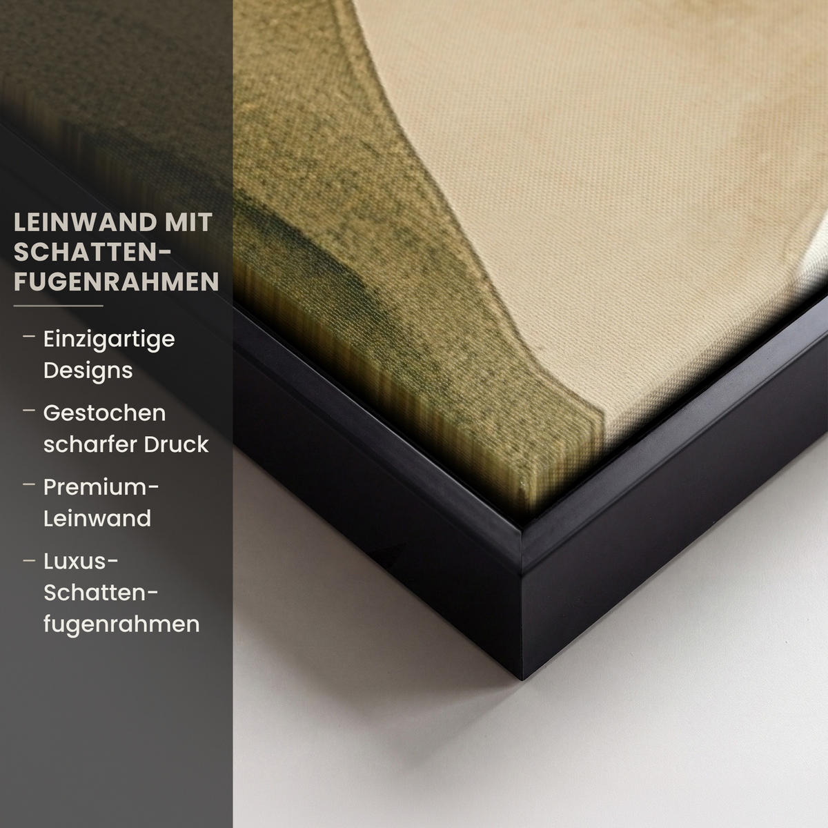 LEINWAND Bilder mit Rahmen - Japandi - Abstrakt - Grün - 90x90 - Salbeigrün, Textil (90/90cm) - MuchoWow