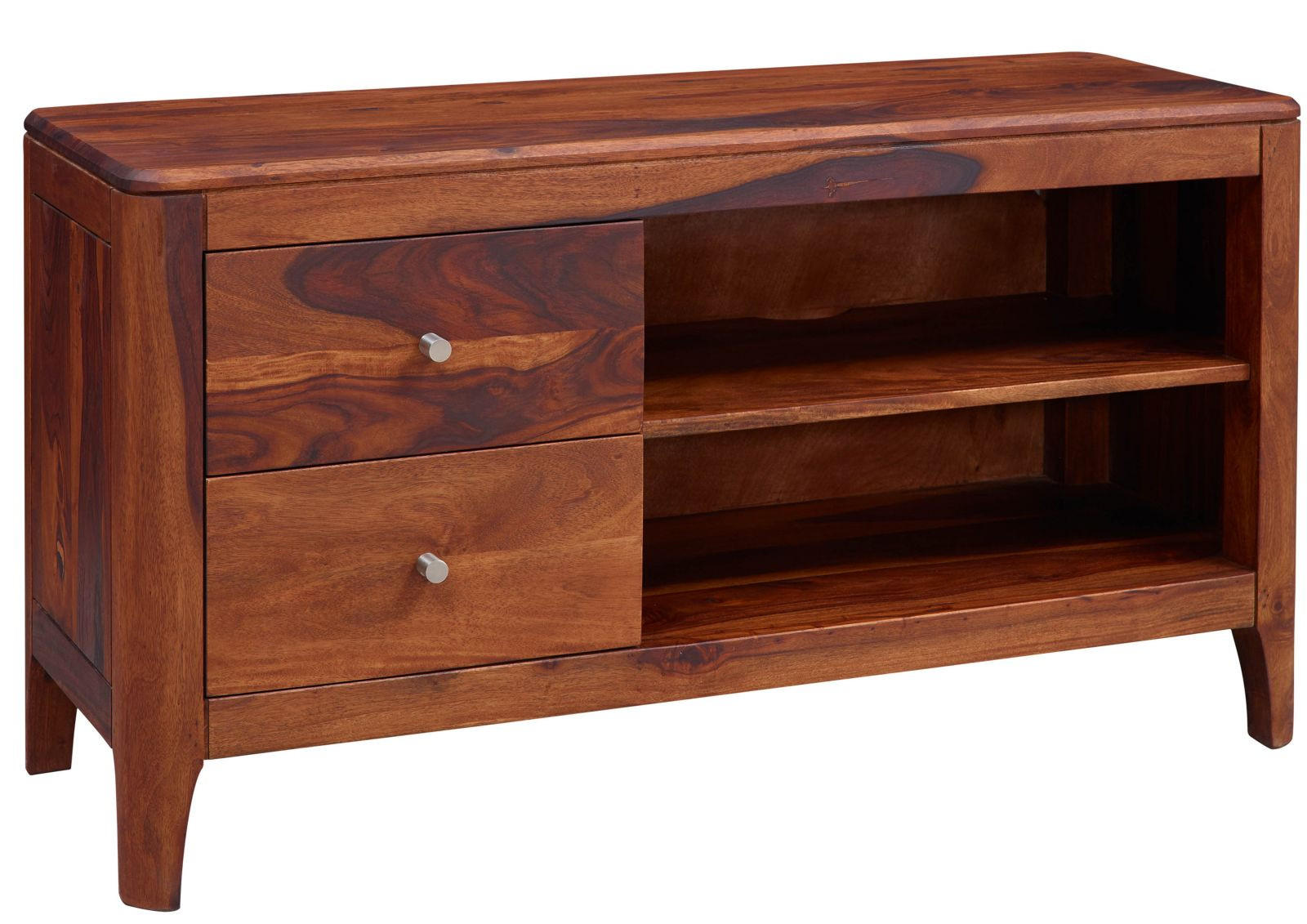TV-BOARD Sheesham 110x40x60 walnuss geölt BROOKLYN #15 - Dunkelbraun, Holz (110/60/40cm) - Massivmoebel24
