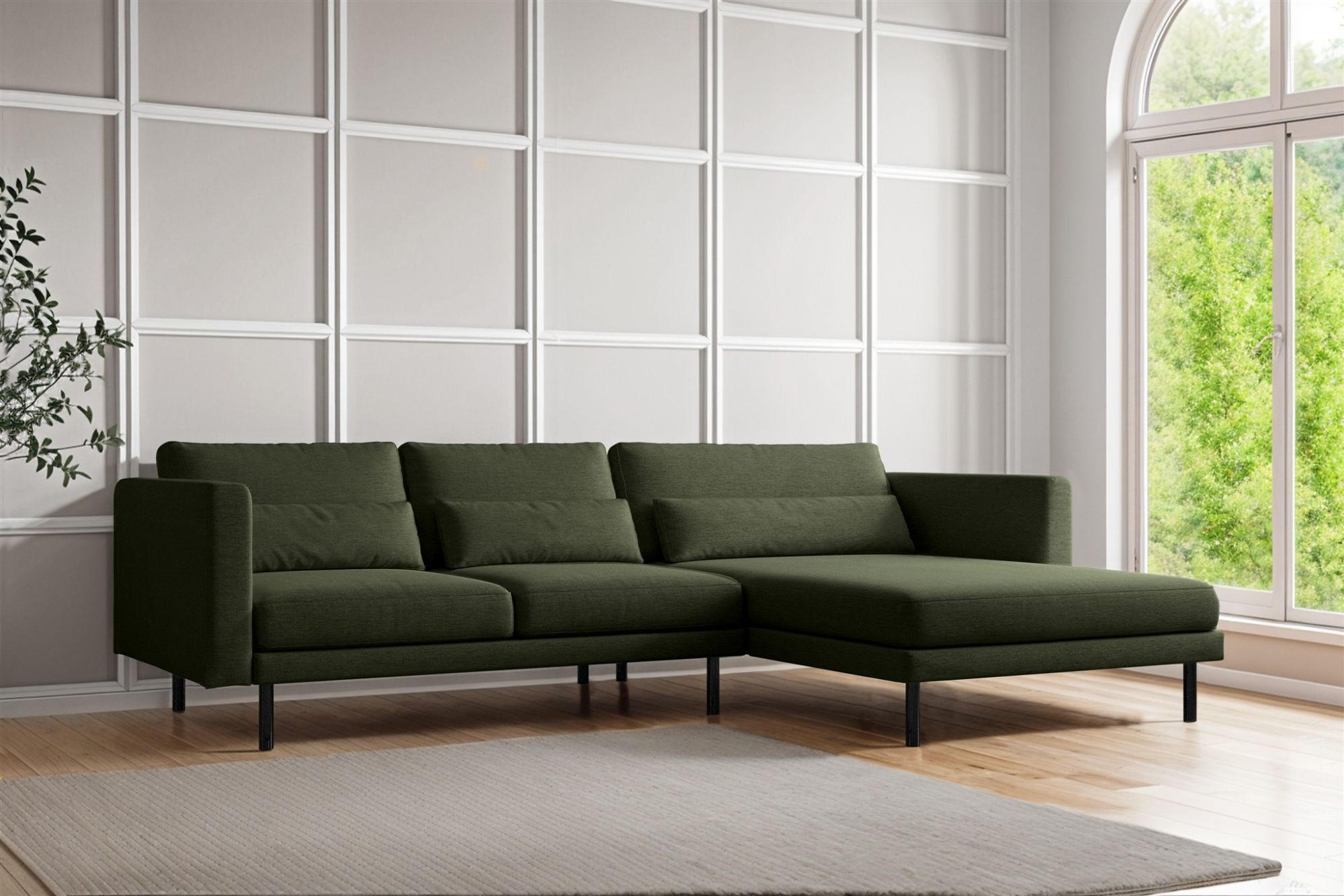 ECKSOFA Agada In Verita - Grün, Holzwerkstoff/Textil (281/174cm) - Fun Möbel