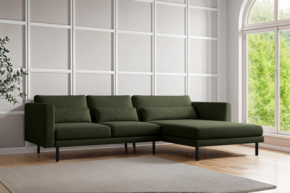 ECKSOFA Agada In Verita - Grün, Holzwerkstoff/Textil (281/174cm) - Fun Möbel