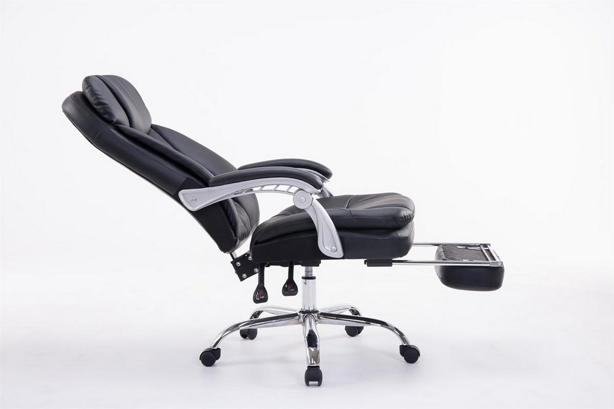 BÜROSTUHL XL Troja, Kunstleder Schwarz - Schwarz, Textil/Metall (67/122/67cm) - TPFLiving