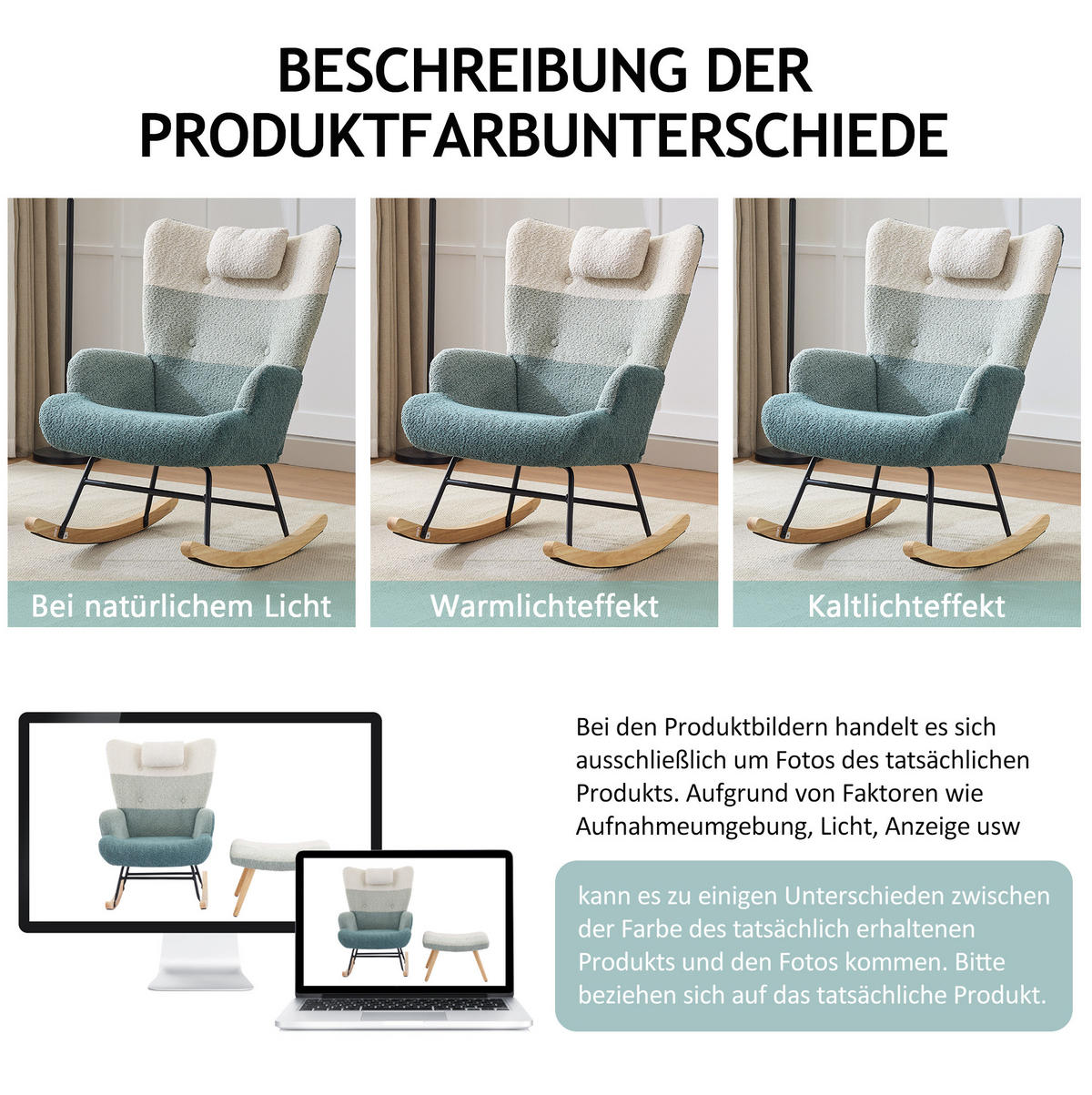 SCHAUKELSTUHL Bouclé mit Fußbank, Seitentasche 83/65,5/95 cm Multicolor - Multicolor, Textil (83/95/65.5cm) - Redom
