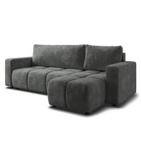 ECKSOFA RAMIL Grau Chenille mit Schlaffunktion - Grau, Holz (240/149cm) - MASSENO