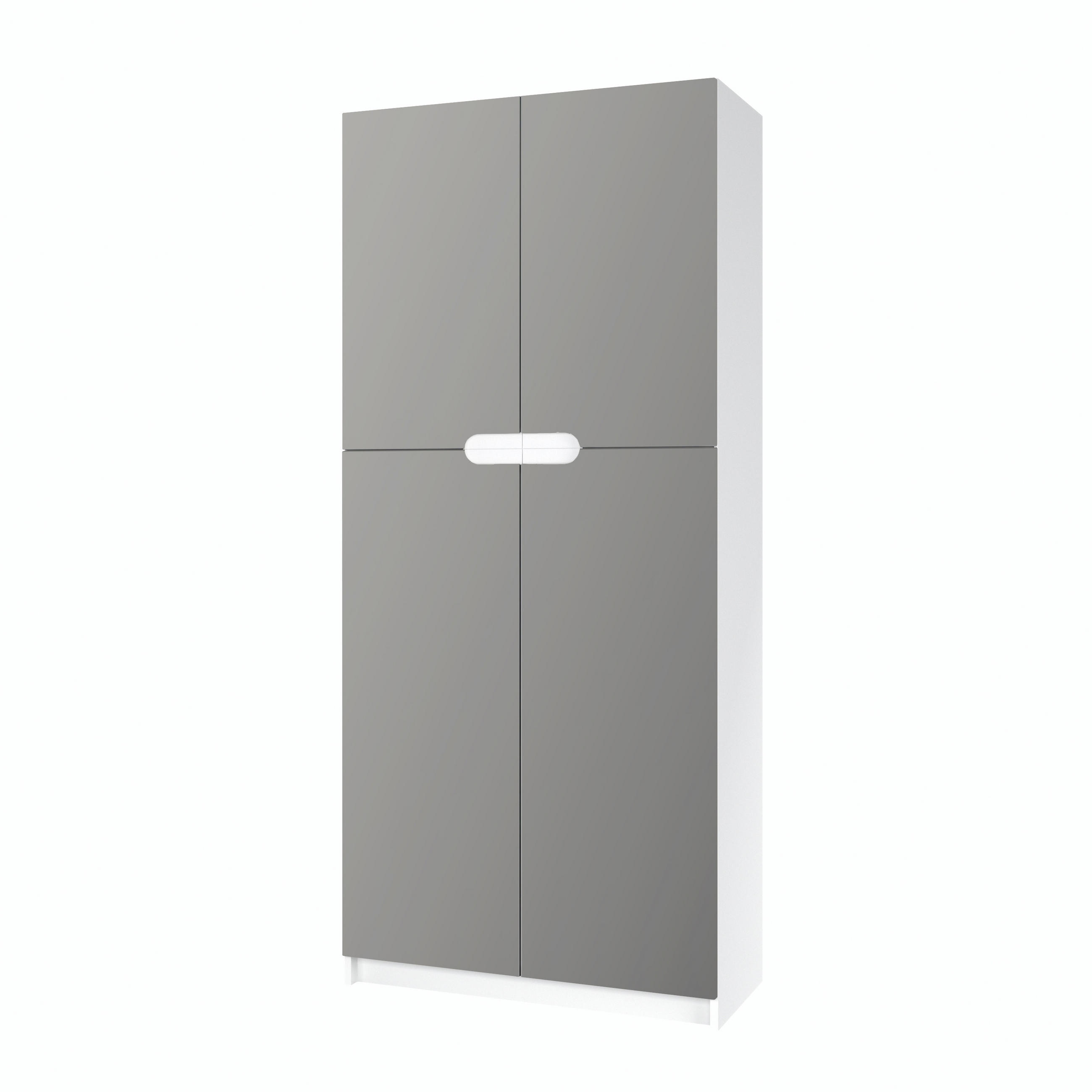 BÜROSCHRANK Logan Fronten in Hellgrau Seidenmatt - Greige, Holzwerkstoff (82/184/37cm) - Vladon