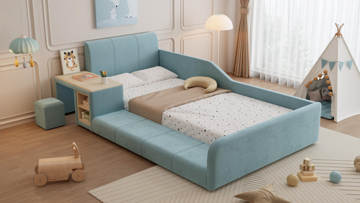 KINDERBETT 90x200 cm Tisch blau - Blau, Textil (90/200cm) - Fortuna Lai